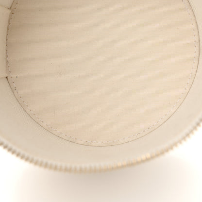 Chanel Lambskin Quilted Round Small Vanity Case With Chain White Black 6 of 12