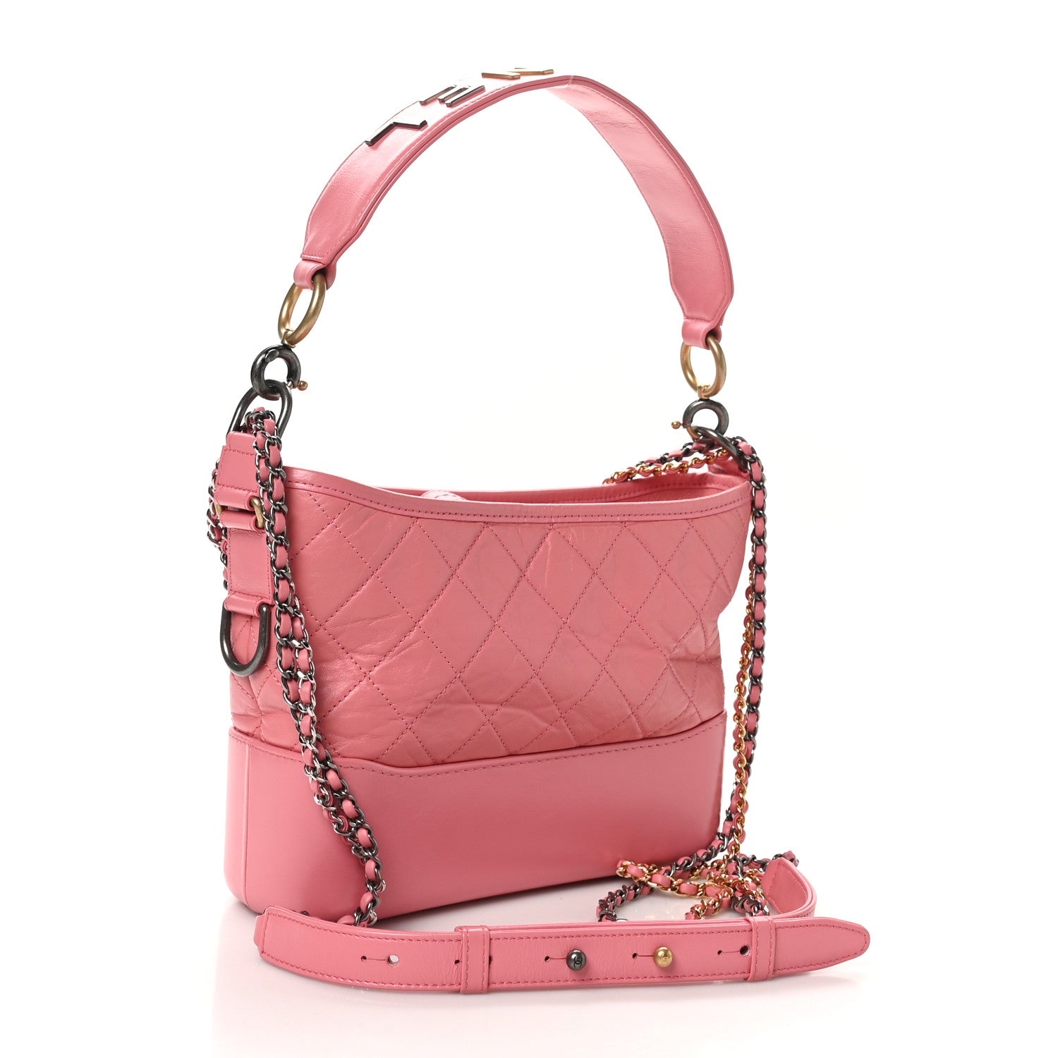 Chanel Aged Calfskin Quilted Medium Gabrielle Logo Hobo Rose 3 of 10