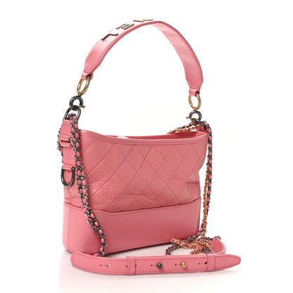 Chanel Aged Calfskin Quilted Medium Gabrielle Logo Hobo Rose 3 of 10