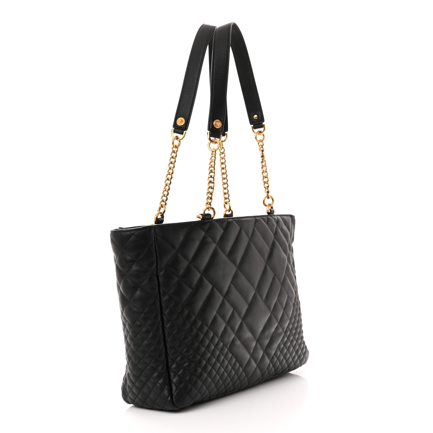 Versace Nappa Baroque Print Quilted Trapuntata Tribute Shoulder Bag Gold Black 3 of 10