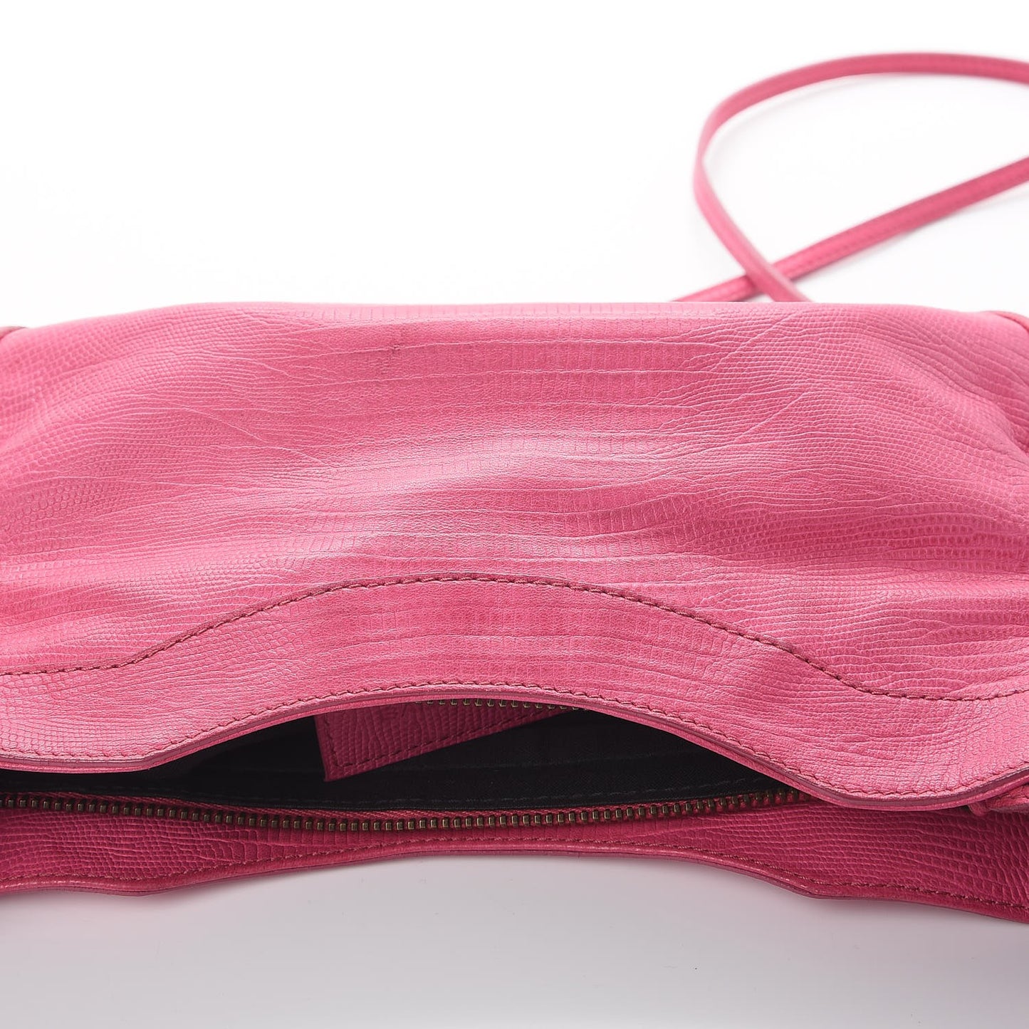Lizard Embossed Hip Shoulder Bag Pink