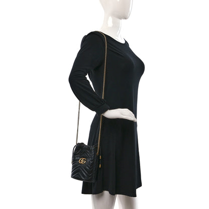 Gucci Calfskin Matelasse Mini GG Marmont 2.0 Bucket Bag Black 2 of 11