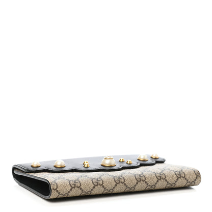 Gucci GG Supreme Monogram Mini Peony Pearly Clutch Black 4 of 7