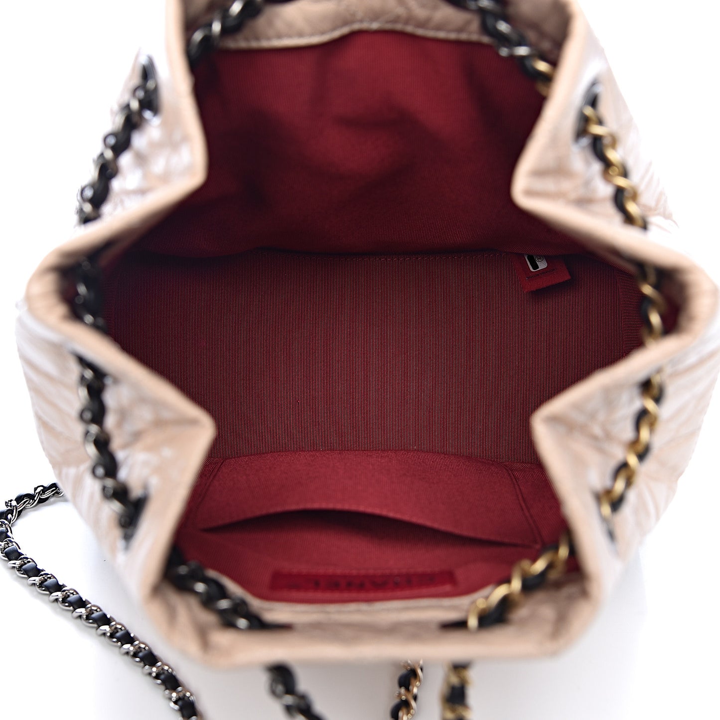Aged Calfskin Quilted Small Gabrielle Backpack Beige Black