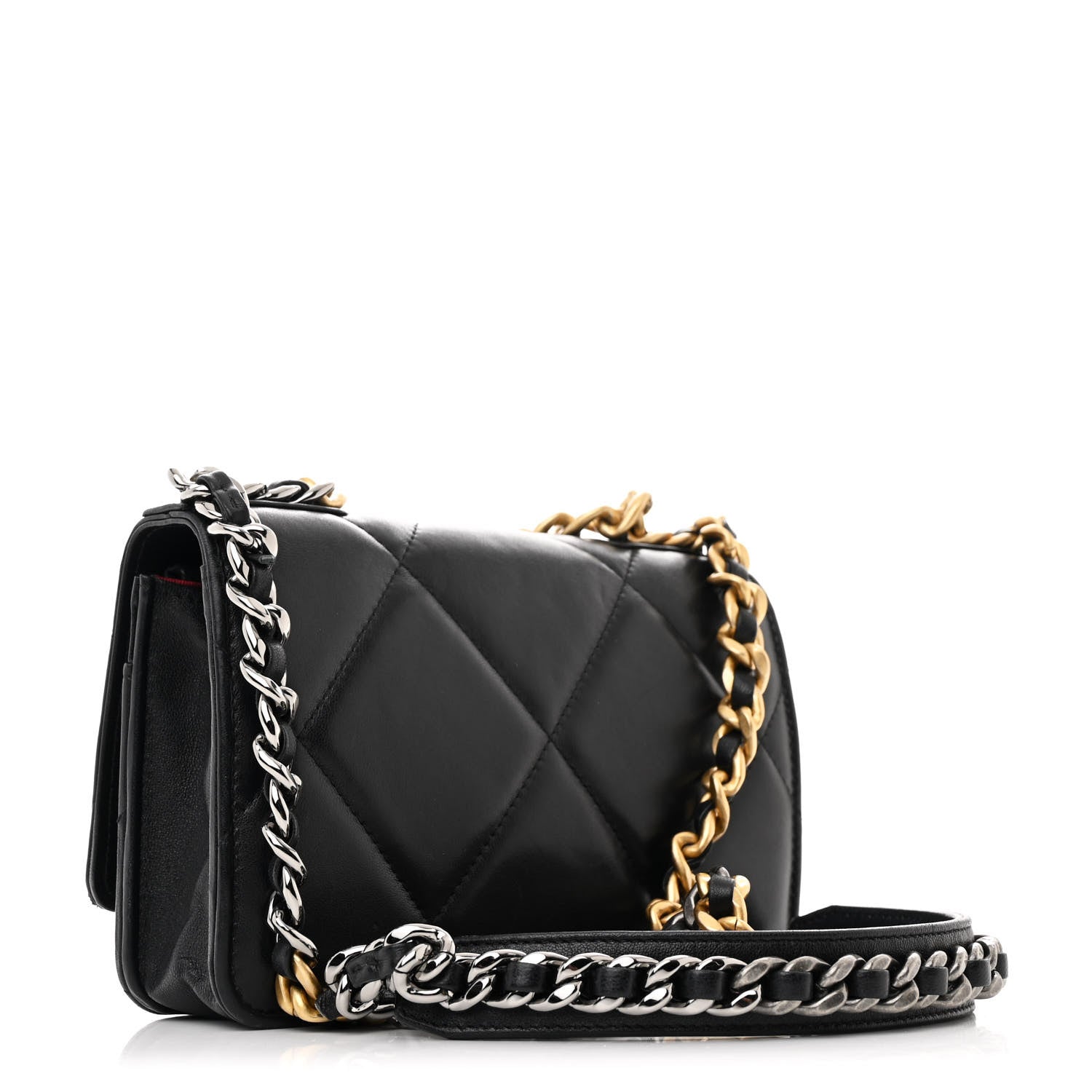 Chanel Lambskin Quilted Chanel 19 Wallet On Chain WOC Black 3 of 14
