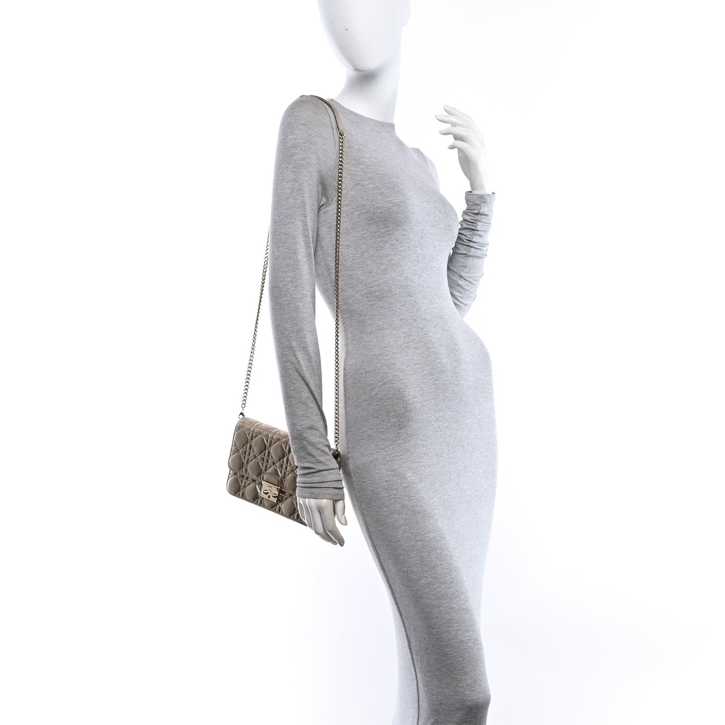 Metallic Lambskin Cannage Miss Dior Promenade Pouch Gold