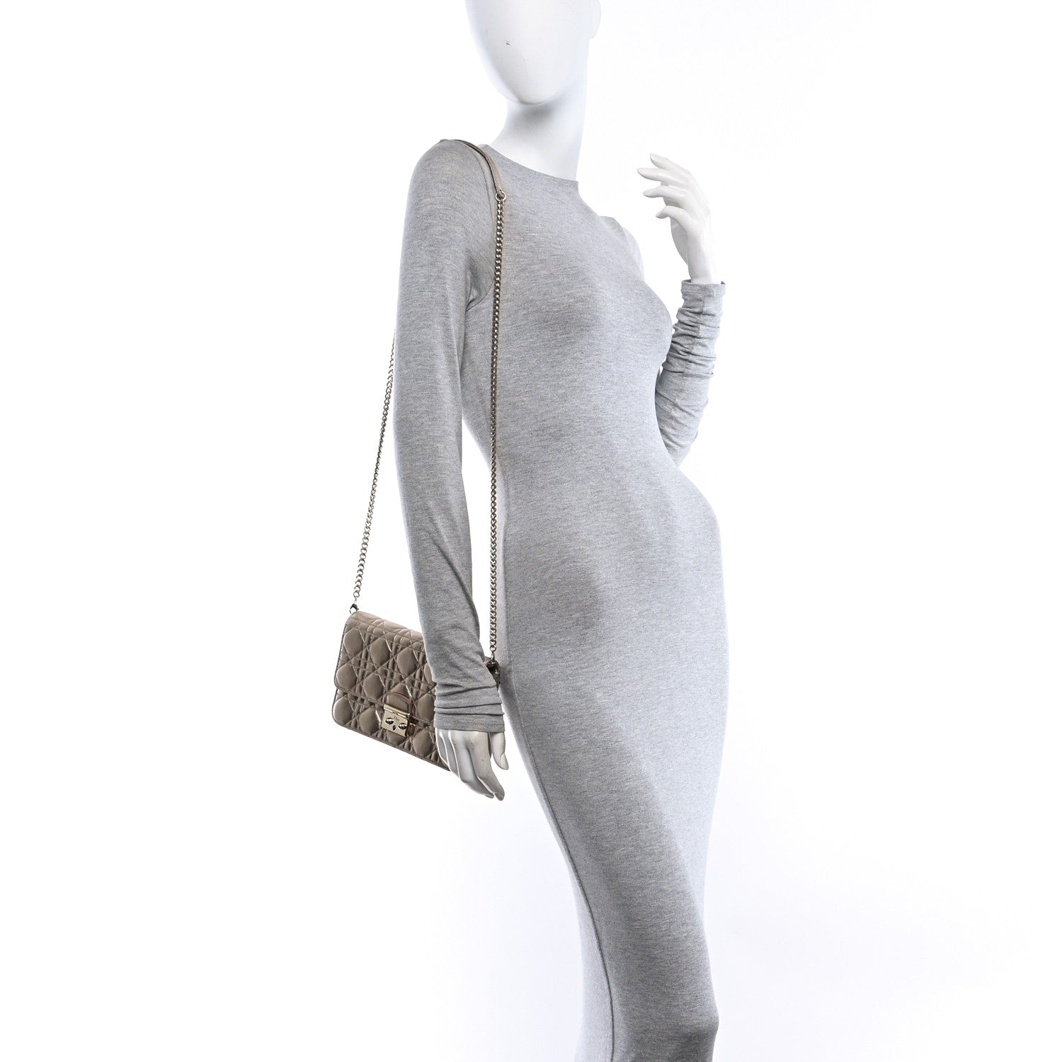 Christian Dior Metallic Lambskin Cannage Miss Dior Promenade Pouch Gold 2 of 9