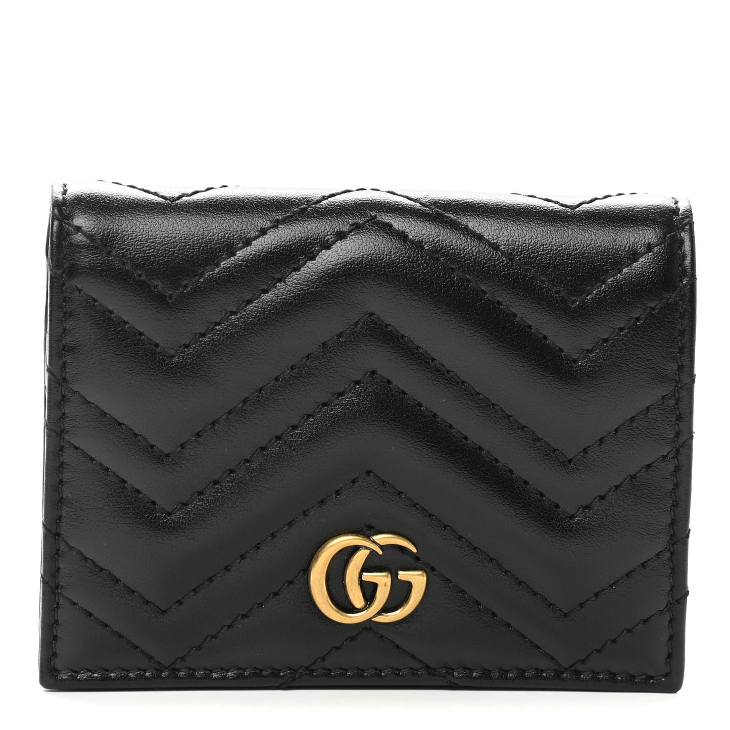 Calfskin Matelasse GG Marmont Card Case Wallet Black