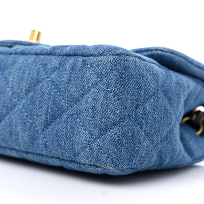 Chanel Denim Quilted Mini Pearl Crush Rectangular Flap Blue 9 of 9