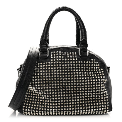 Christian Louboutin Grained Calfskin Studded Panettone Bowling Bag Black 1 of 9