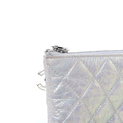 Chanel Iridescent Crumpled Calfskin CC Ripples Medium Cosmetic Case White 12 of 16