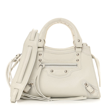 Balenciaga Grained Calfskin Neo Classic Silver Hardware Mini City White 1 of 14