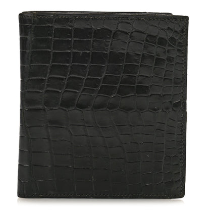 Hermes Alligator Bi-Fold Wallet Black 1 of 9