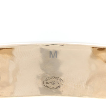 Chanel Metal Enamel Chanel Logo Cuff Bracelet M White 4 of 5