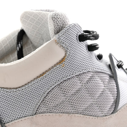 Chanel Mesh Suede Calfskin Grained Calfskin Mens CC Sneakers 45 Gray White 9 of 18