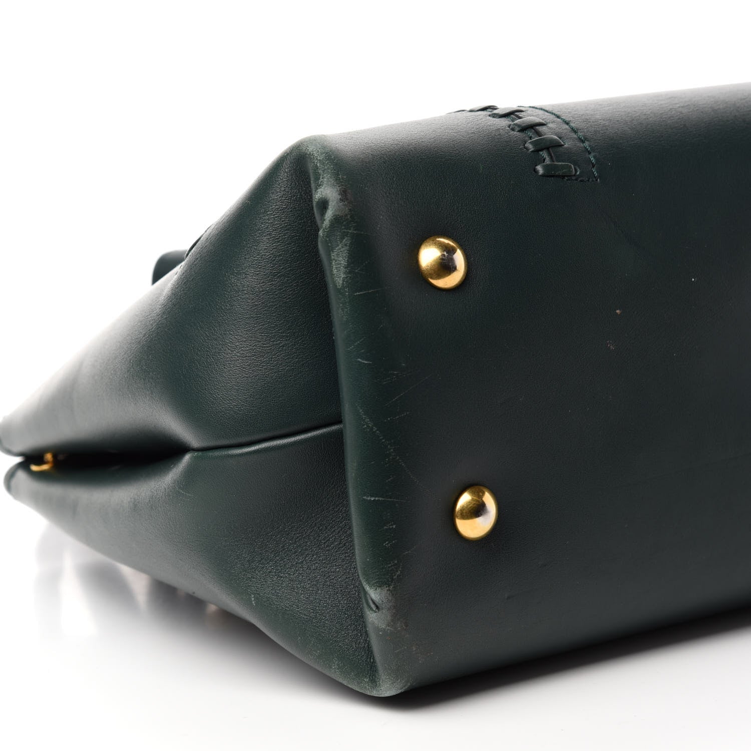 Alexander McQueen Calfskin Whipstitch Folk Tote Bag Dark Green Bottle 7 of 13