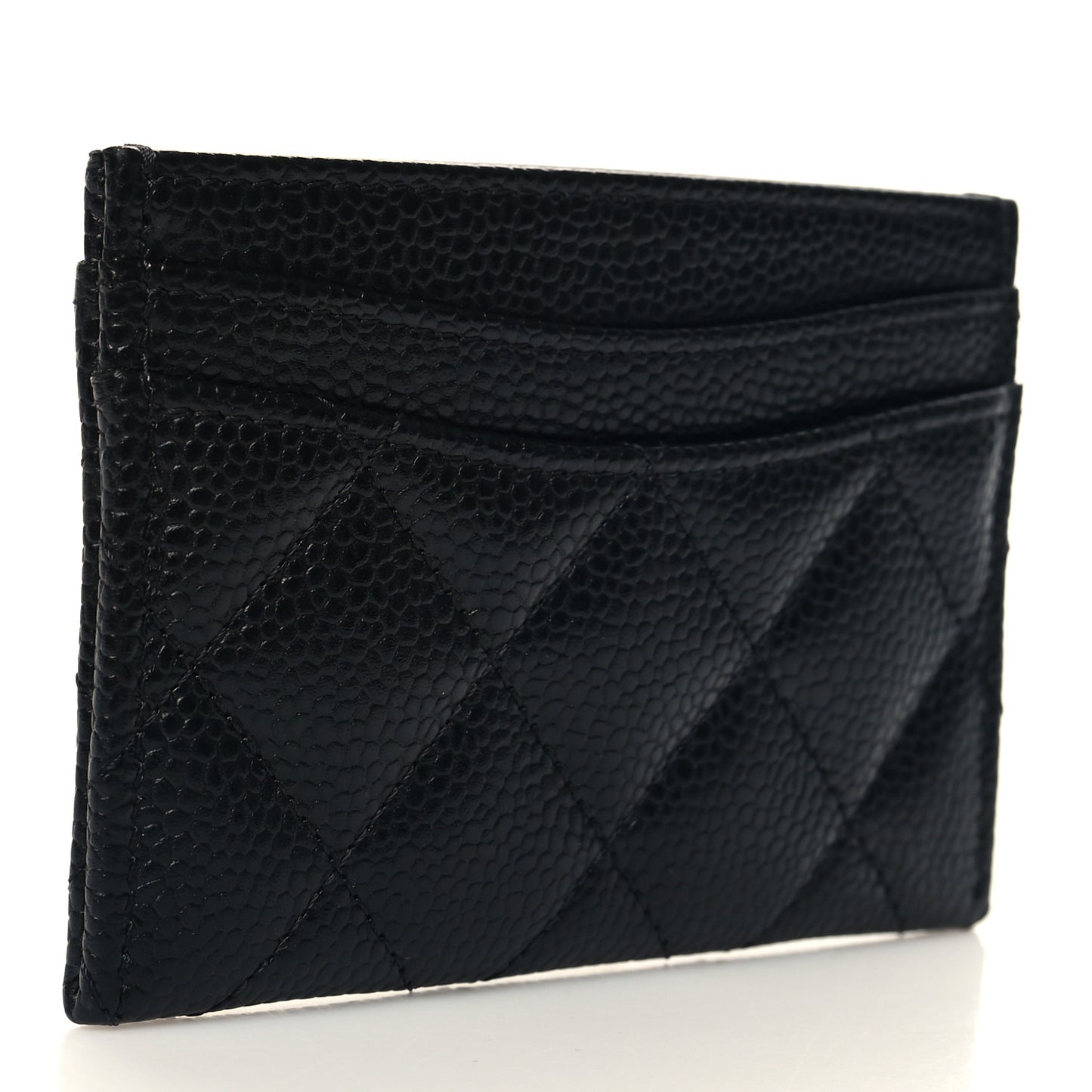 Caviar Quilted Card Holder Black