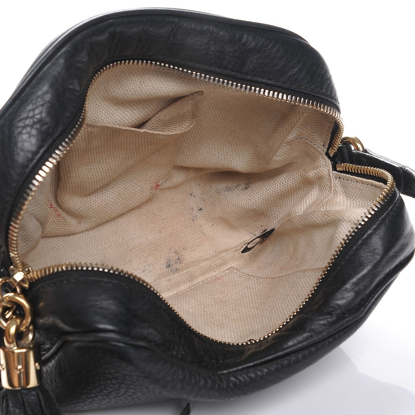 Pebbled Calfskin Small Soho Disco Bag Black