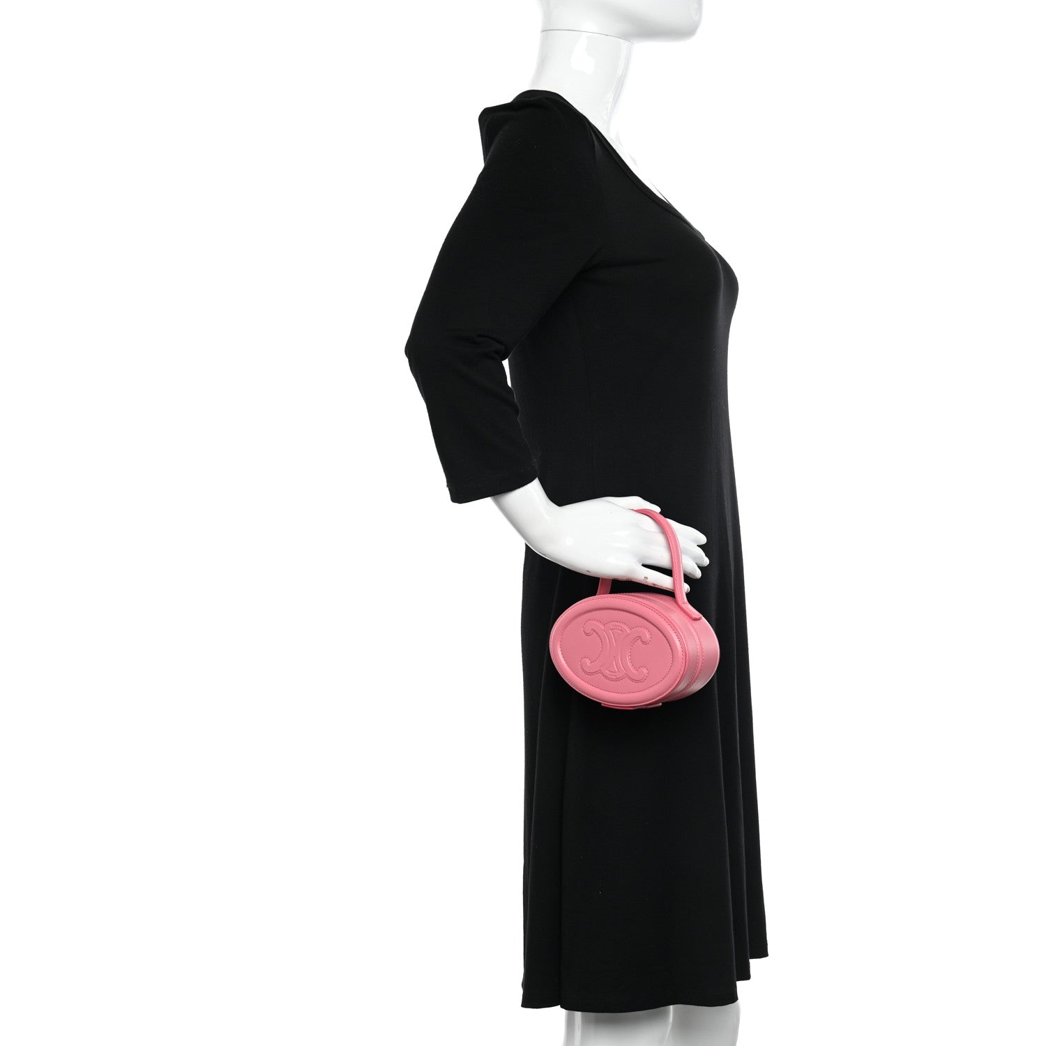 Celine Smooth Calfskin Cuir Triomphe Oval Minaudiere Lipstick 2 of 12