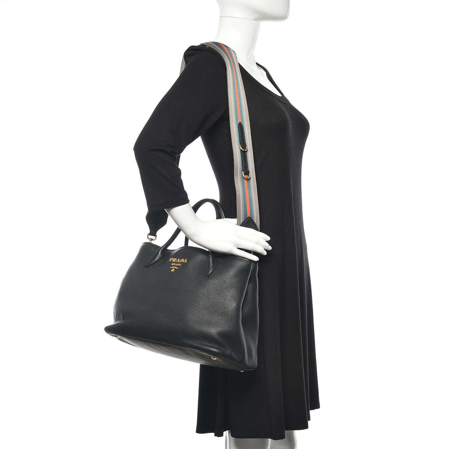 Prada Vitello Daino Tote Black 2 of 12