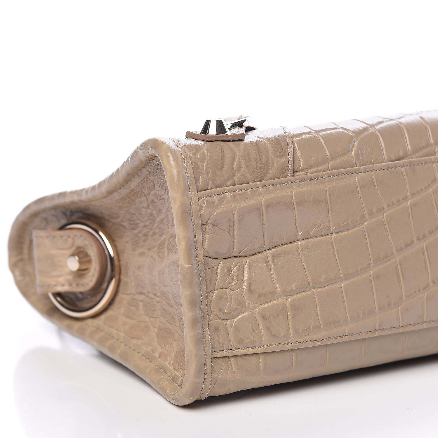 Balenciaga Calfskin Crocodile Embossed Classic Gold Hardware Mini City Beige Latte 6 of 10