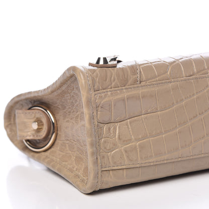 Balenciaga Calfskin Crocodile Embossed Classic Gold Hardware Mini City Beige Latte 6 of 10