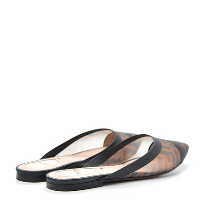 Fendi Technical Mesh Vitello FF Colibri Flat Mules 36.5 Tobacco Moro Black 4 of 8