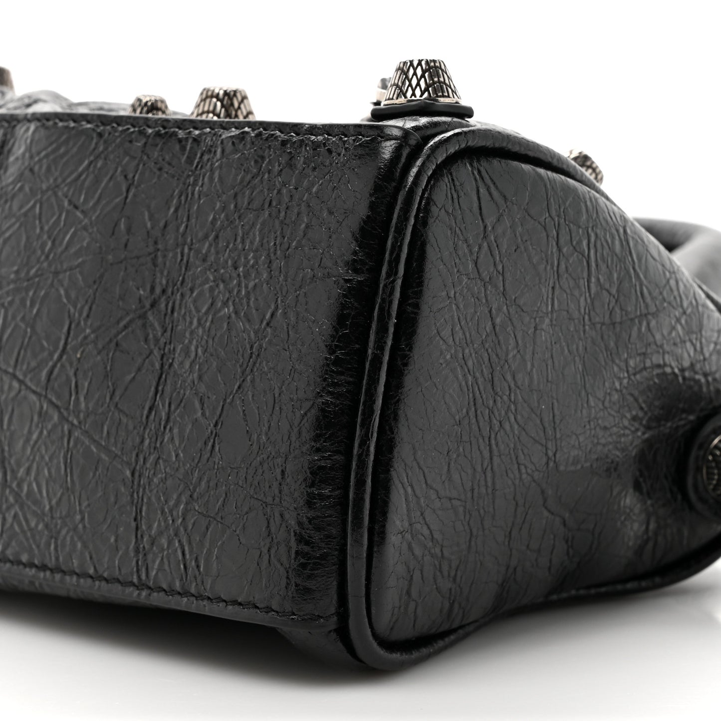 Agneau Arena Crystal Neo Nano Cagole Handbag Black