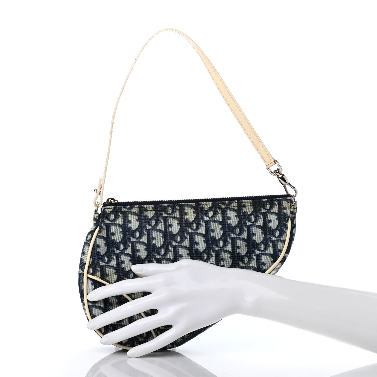 Christian Dior Monogram Mini Saddle Pochette White Blue 2 of 11