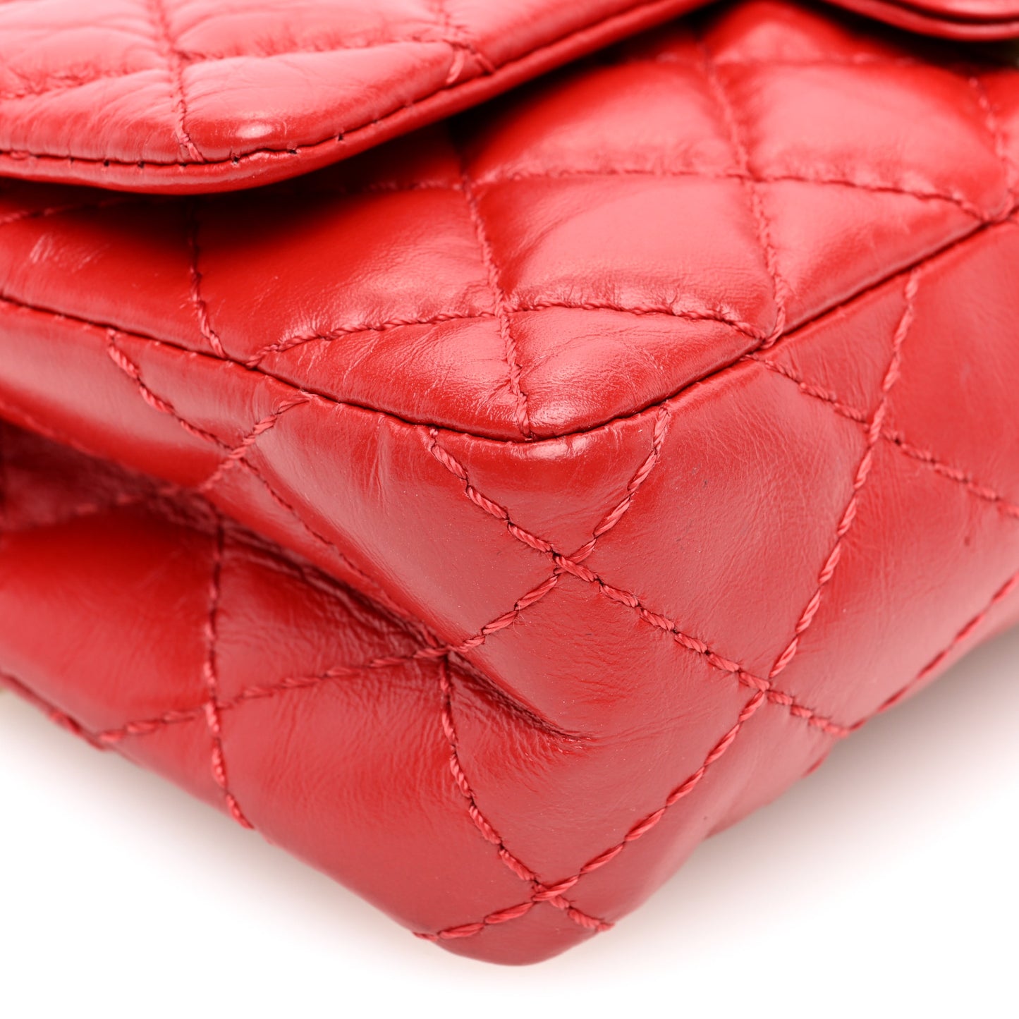 Aged Calfskin Quilted 2.55 Reissue Flap Belt Bag Red