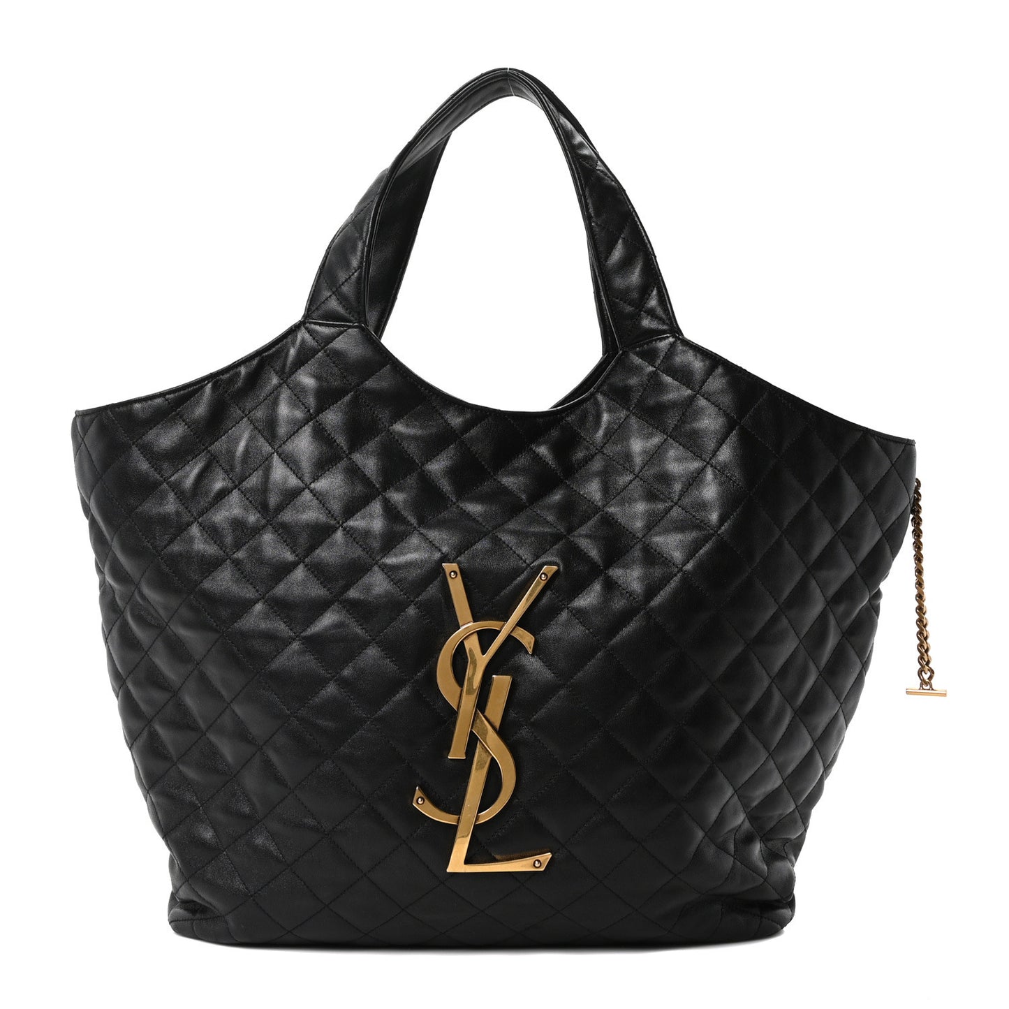 Lambskin Quilted Maxi Icare Shopping Tote Black