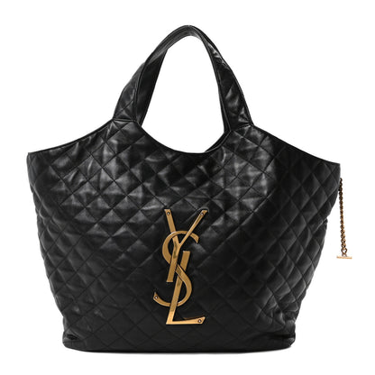 Saint Laurent Lambskin Quilted Maxi Icare Shopping Tote Black 1 of 10