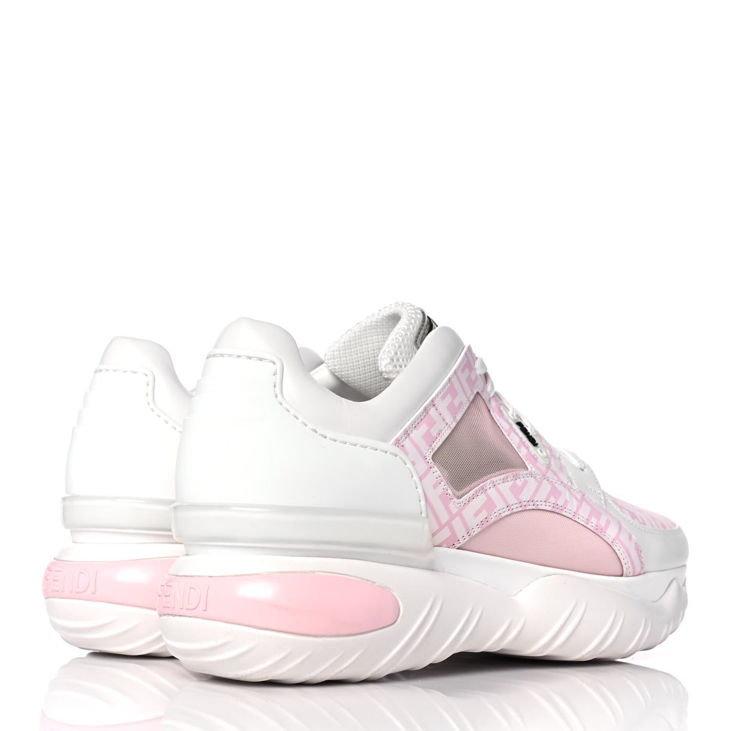 Fendi Calfskin Mesh FF Mens Chunky Sneakers 8 Pink White 4 of 7