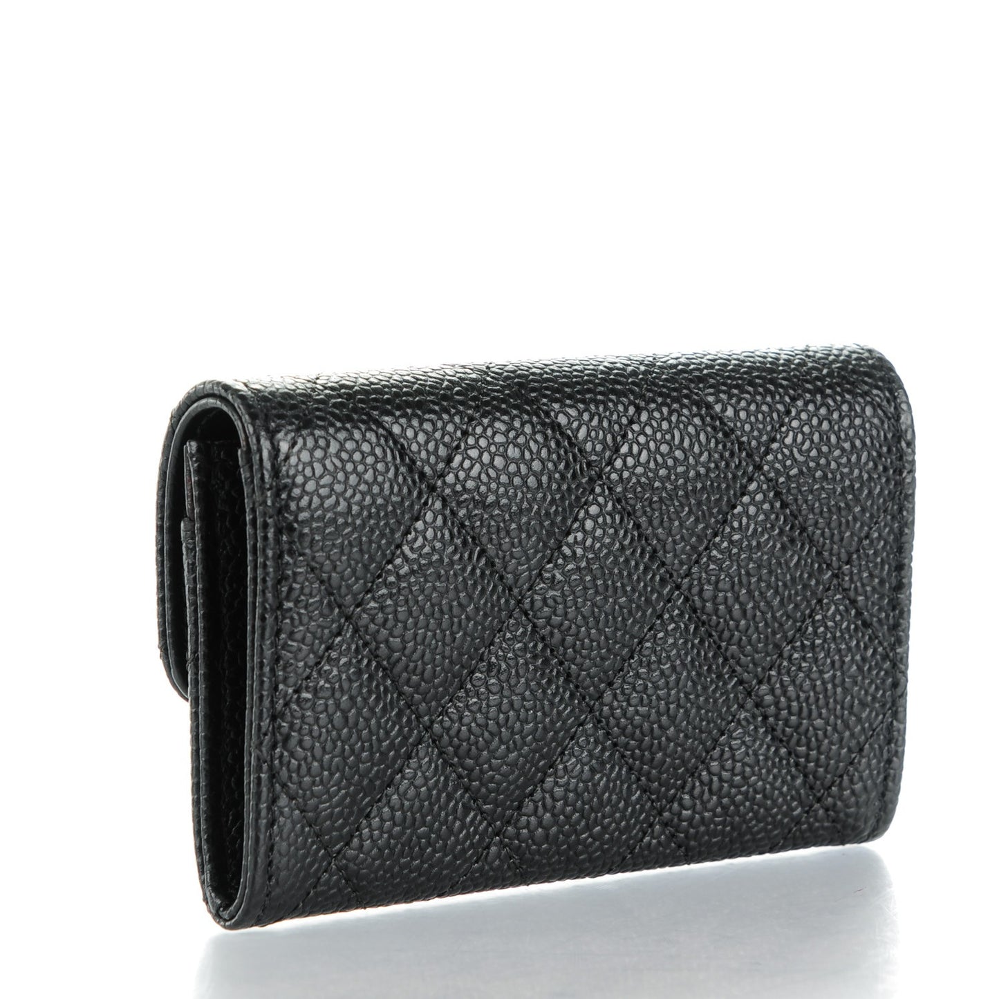 Caviar Quilted Flap Card Holder Black