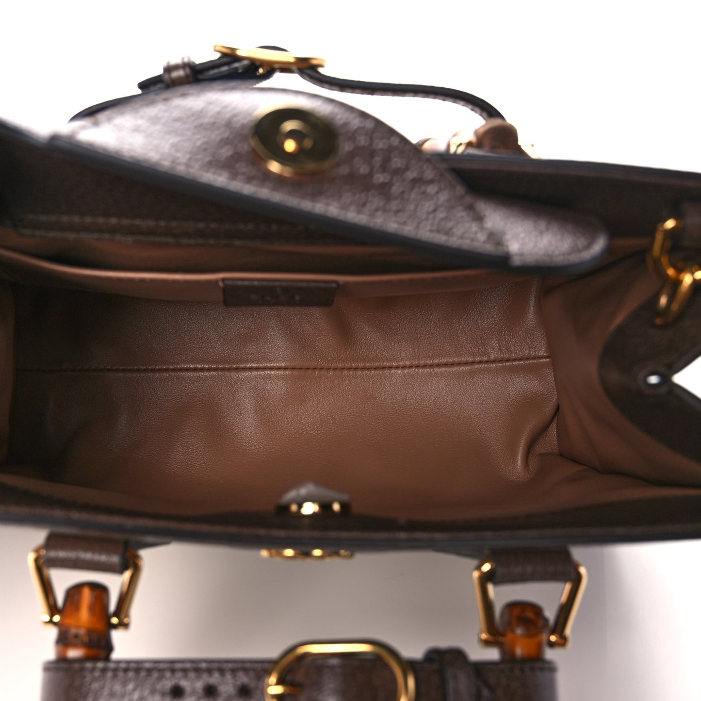 Monogram Jumbo GG Textured Dollar Calfskin Small Diana Tote Bag Camel Ebony New Acero