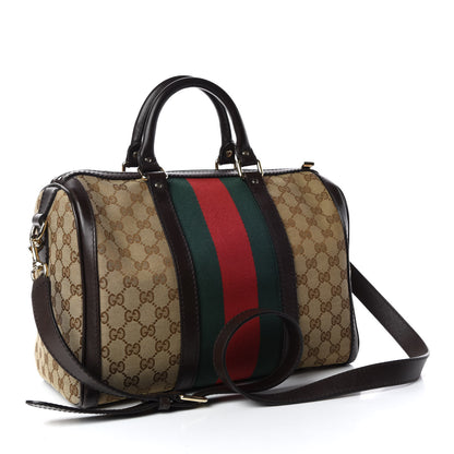 Gucci Monogram Vintage Web Medium Boston Dark Brown 3 of 17