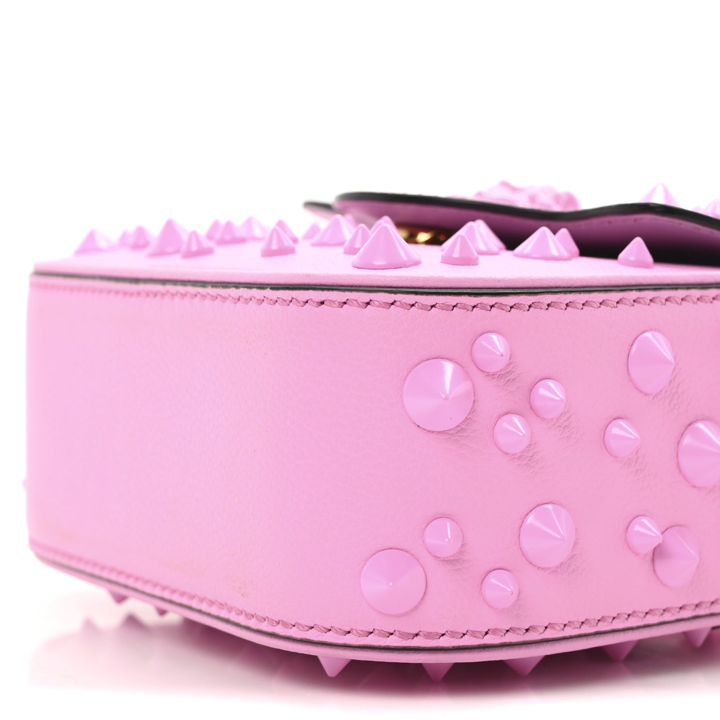 Grained Calfskin Spiked Micro La Medusa Bag Pink Paradise