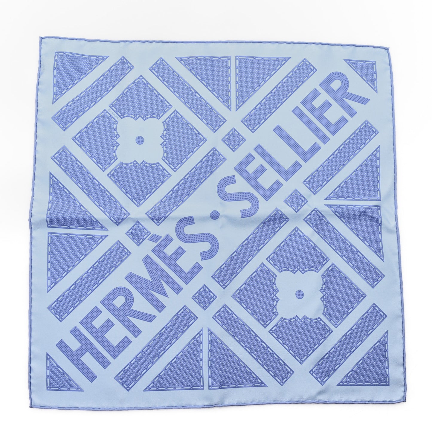 Silk Gavroche Sellier Pocket Square Scarf Bleu Ciel Lavande