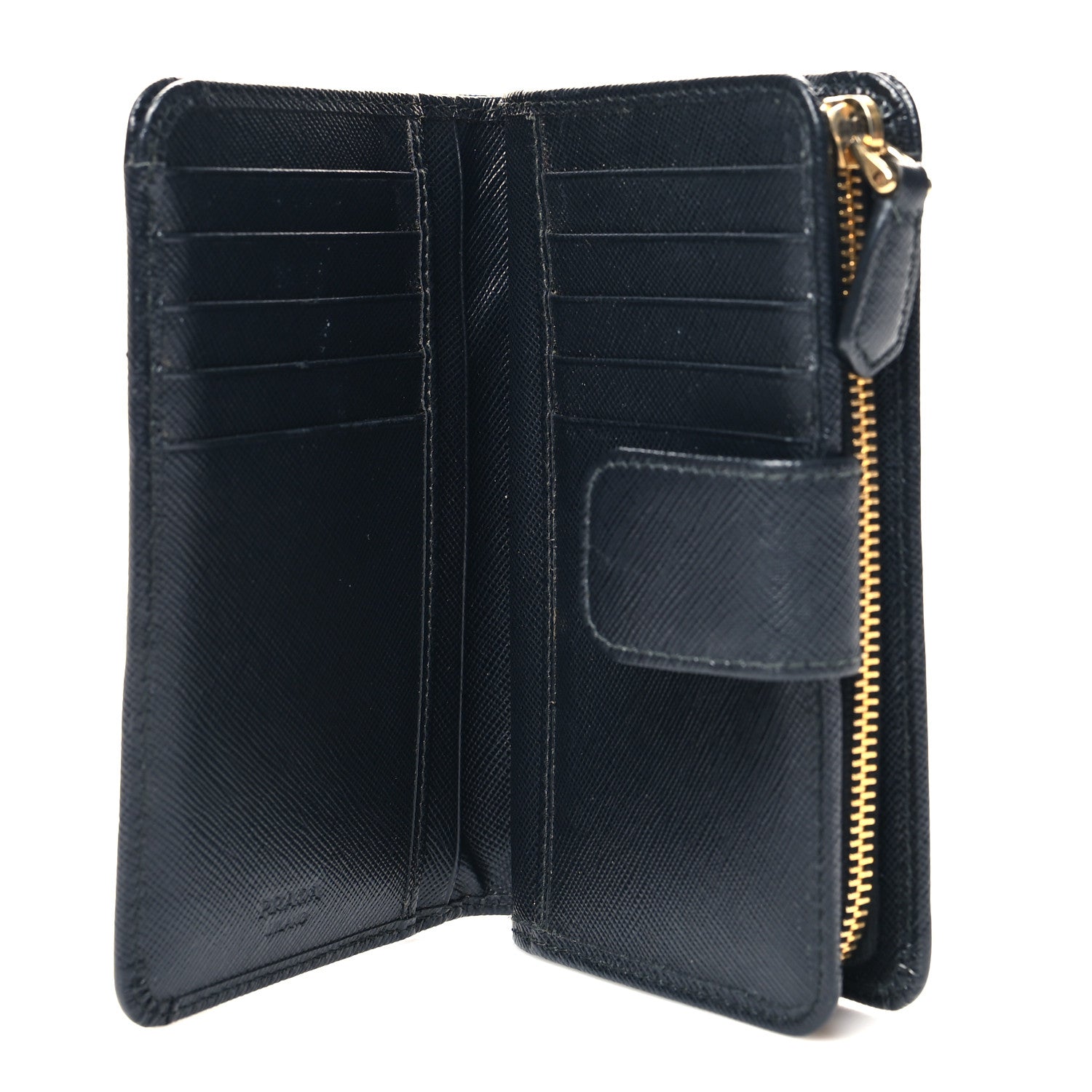 Prada Saffiano Metal Compact Wallet Black 5 of 8