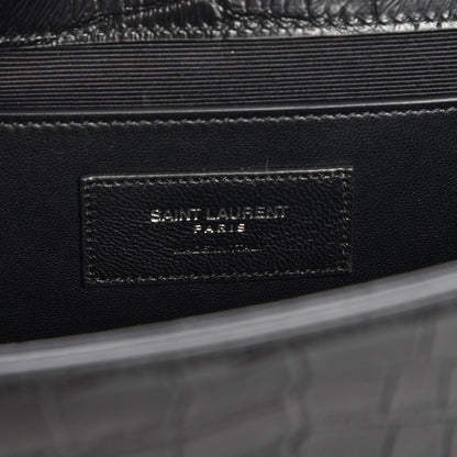 Saint Laurent Calfskin Crocodile Embossed Medium Classic Monogram Kate Tassel Satchel Black 6 of 6