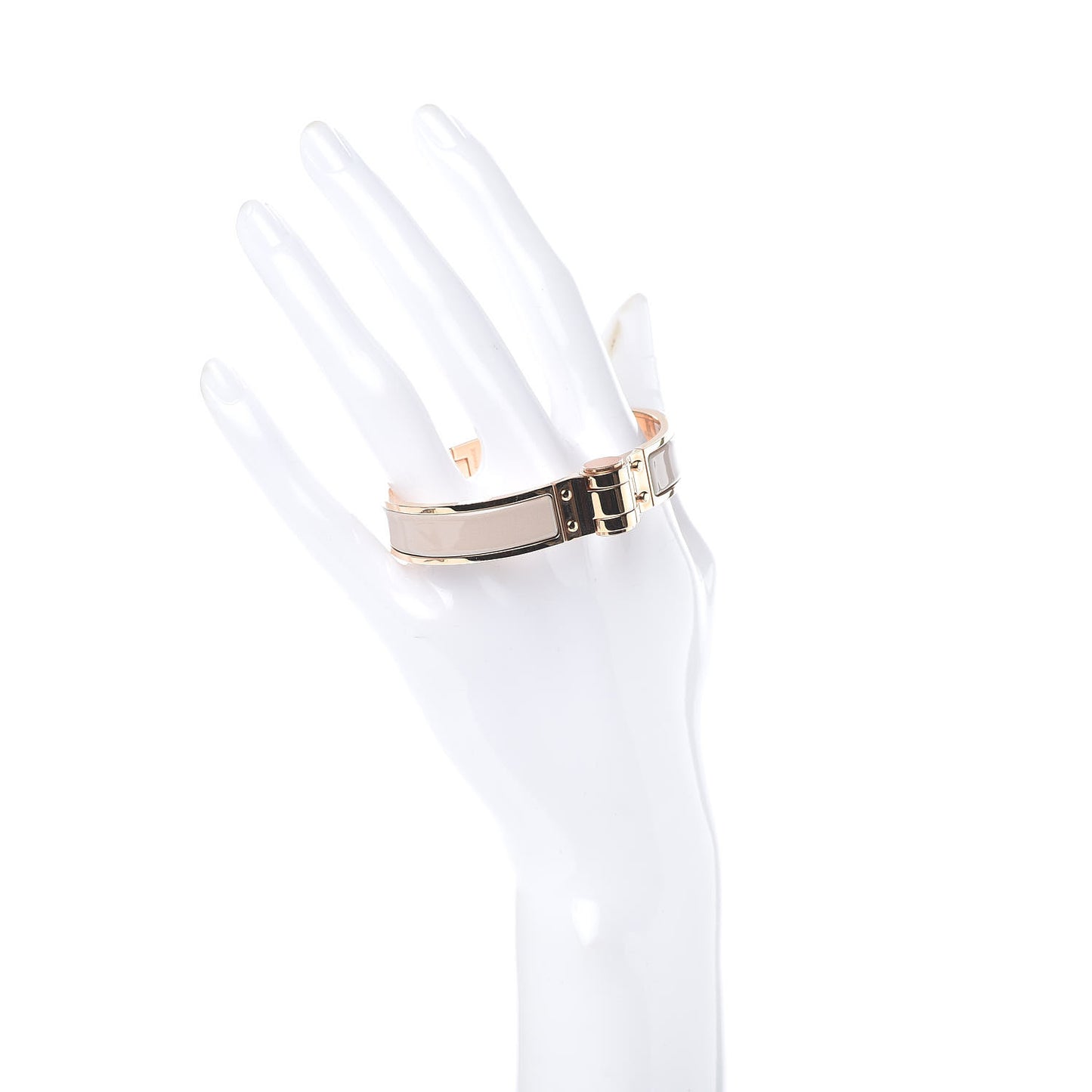 Enamel Charniere Uni Narrow Hinged Bracelet S Beige Rose