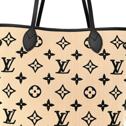 Louis Vuitton Cotton Monogram Embroidered Neverfull MM Beige Black 8 of 10