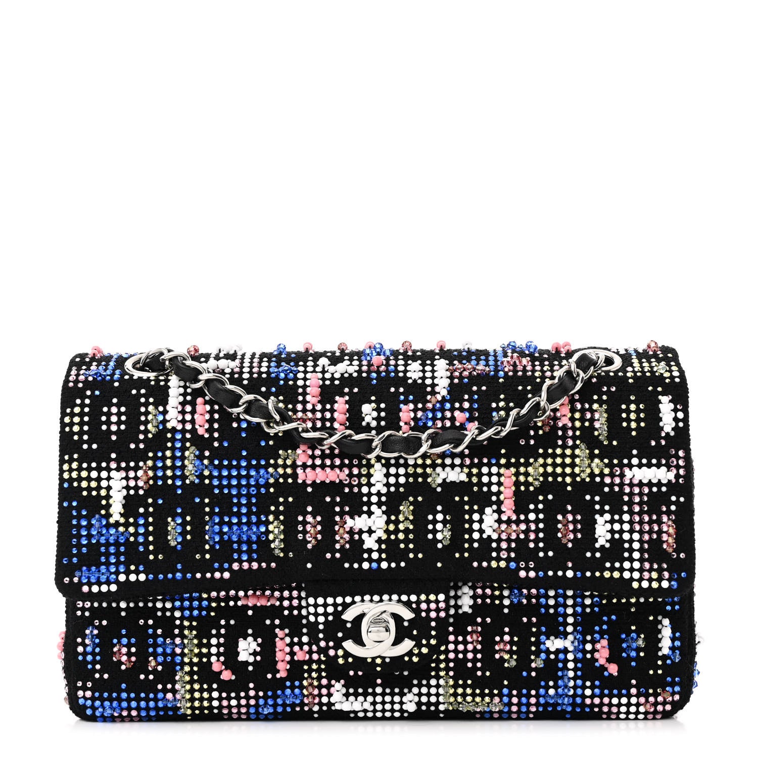 Chanel Crystal Tweed CC Medium Double Flap Black 1 of 11