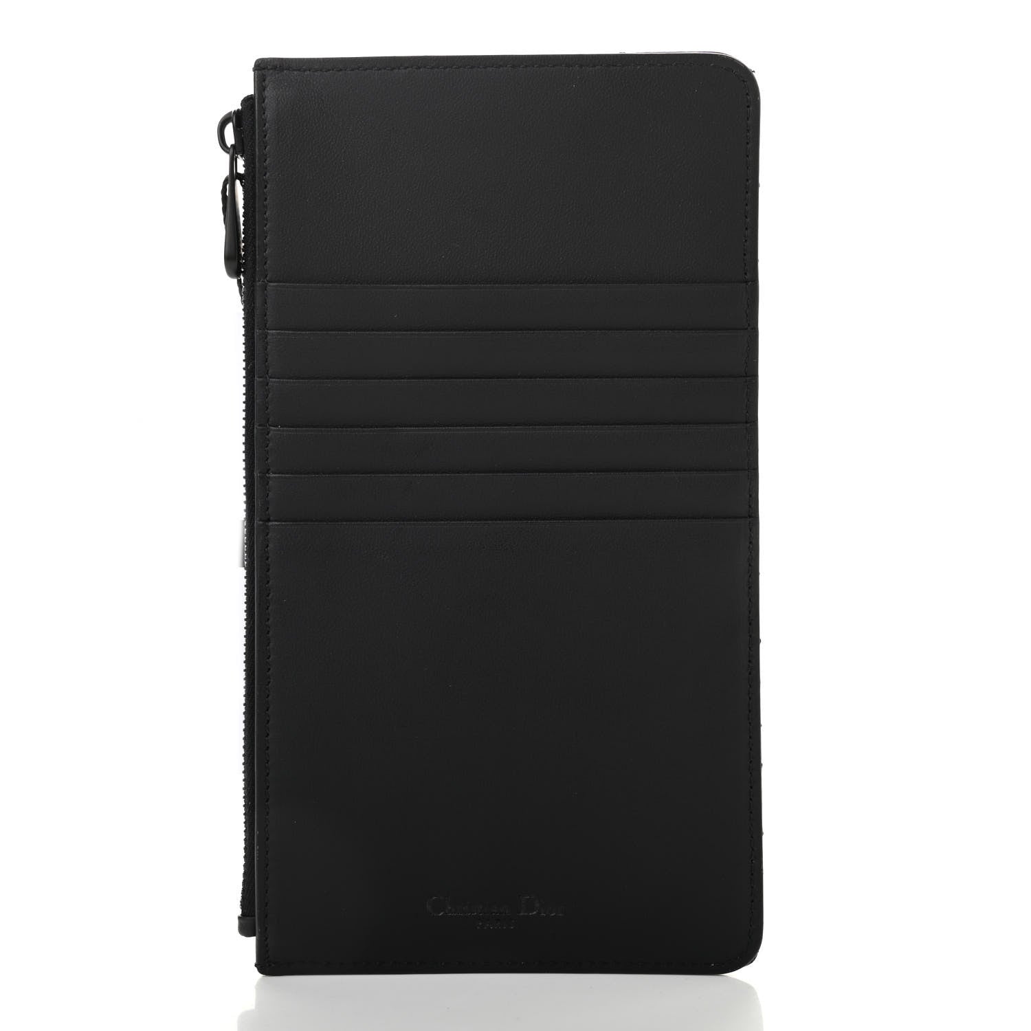 Christian Dior Ultra Matte Lambskin Cannage Small Lady Dior Zip Card Holder Black 1 of 9
