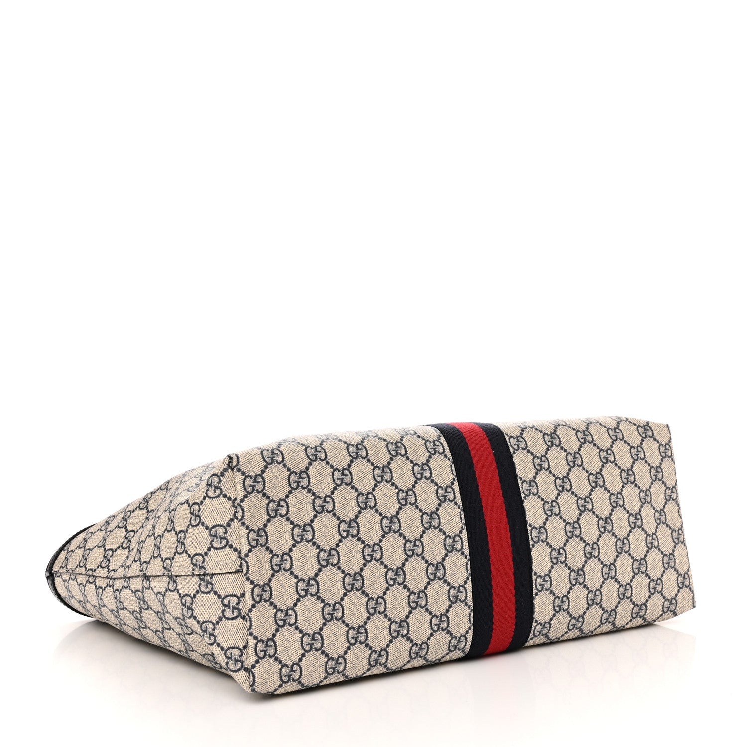 Gucci GG Supreme Monogram Textured Calfskin Web Medium Ophidia Shopping Tote Beige Blue 4 of 10