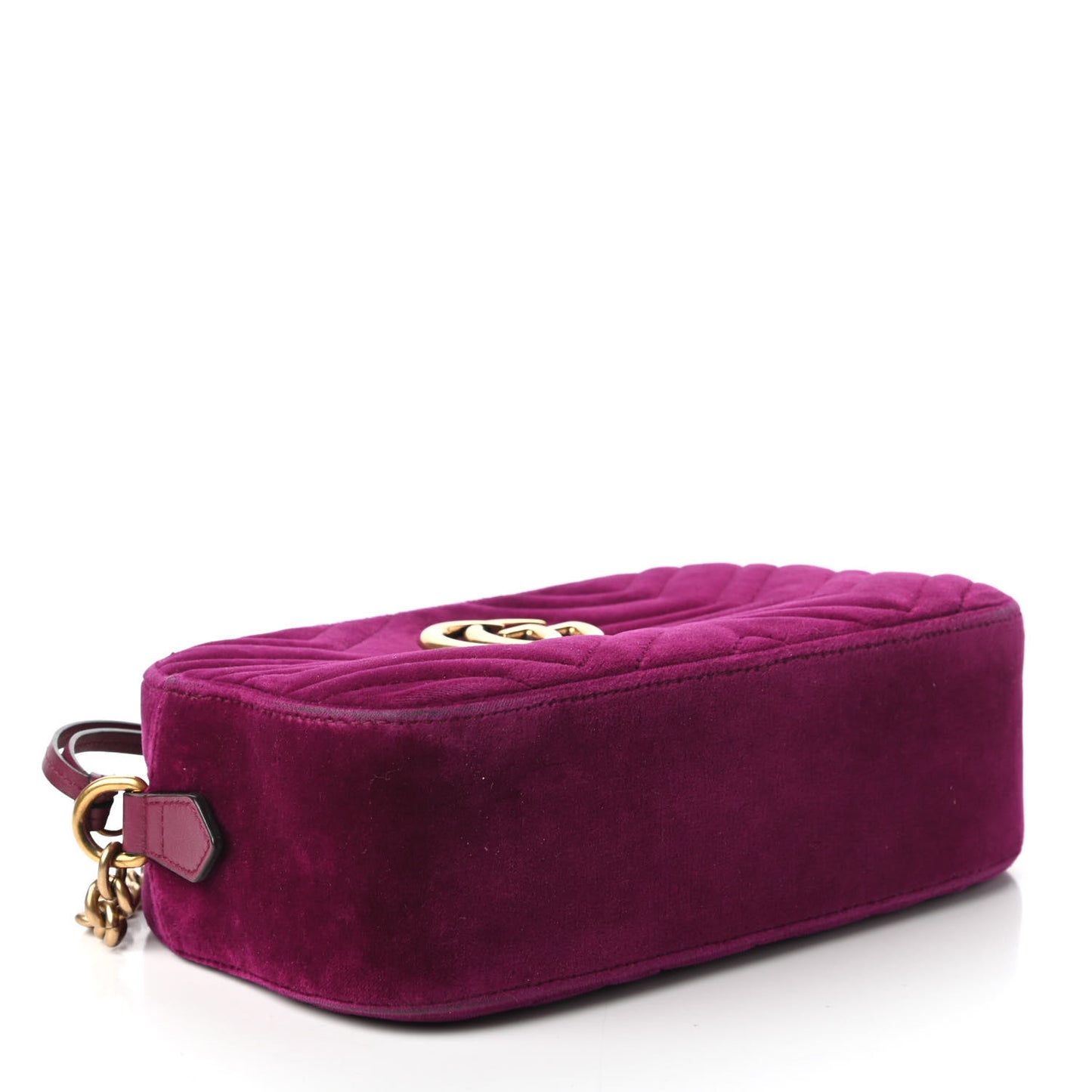 Velvet Matelasse Small GG Marmont Chain Shoulder Bag Fuchsia Violet Cyclamen