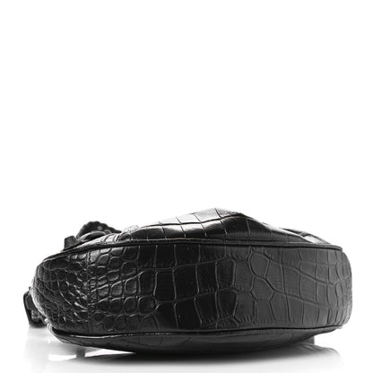 Balenciaga Extra Supple Calfskin Crocodile Embossed Monochrome Le Cagole Shoulder Bag XS Black 6 of 10