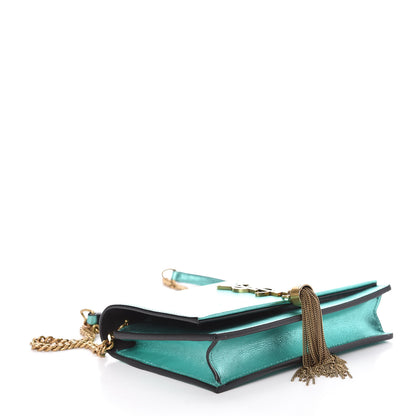 Saint Laurent Laminated Calfskin Classic Monogram Kate Tassel Chain Wallet Green 4 of 10