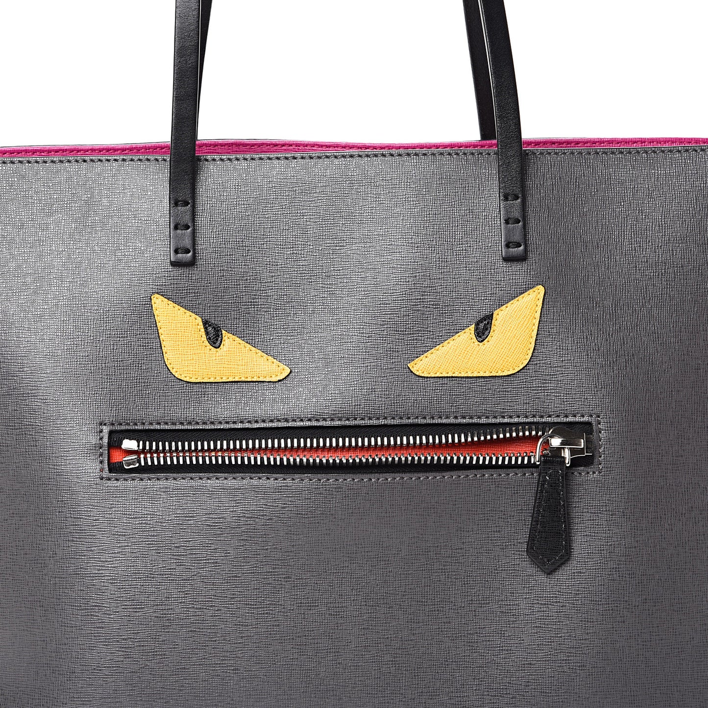 Vitello Elite Cuoio Monster Buggies Medium Roll Tote Carbone Black Multicolor Magenta