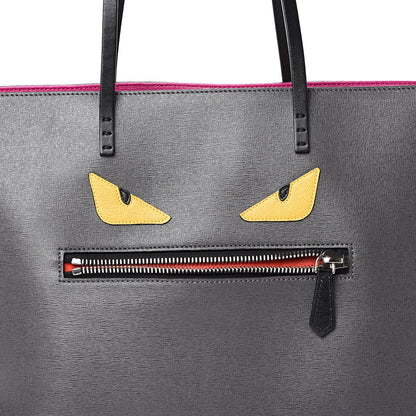 Fendi Vitello Elite Cuoio Monster Buggies Medium Roll Tote Carbone Black Multicolor Magenta 7 of 10
